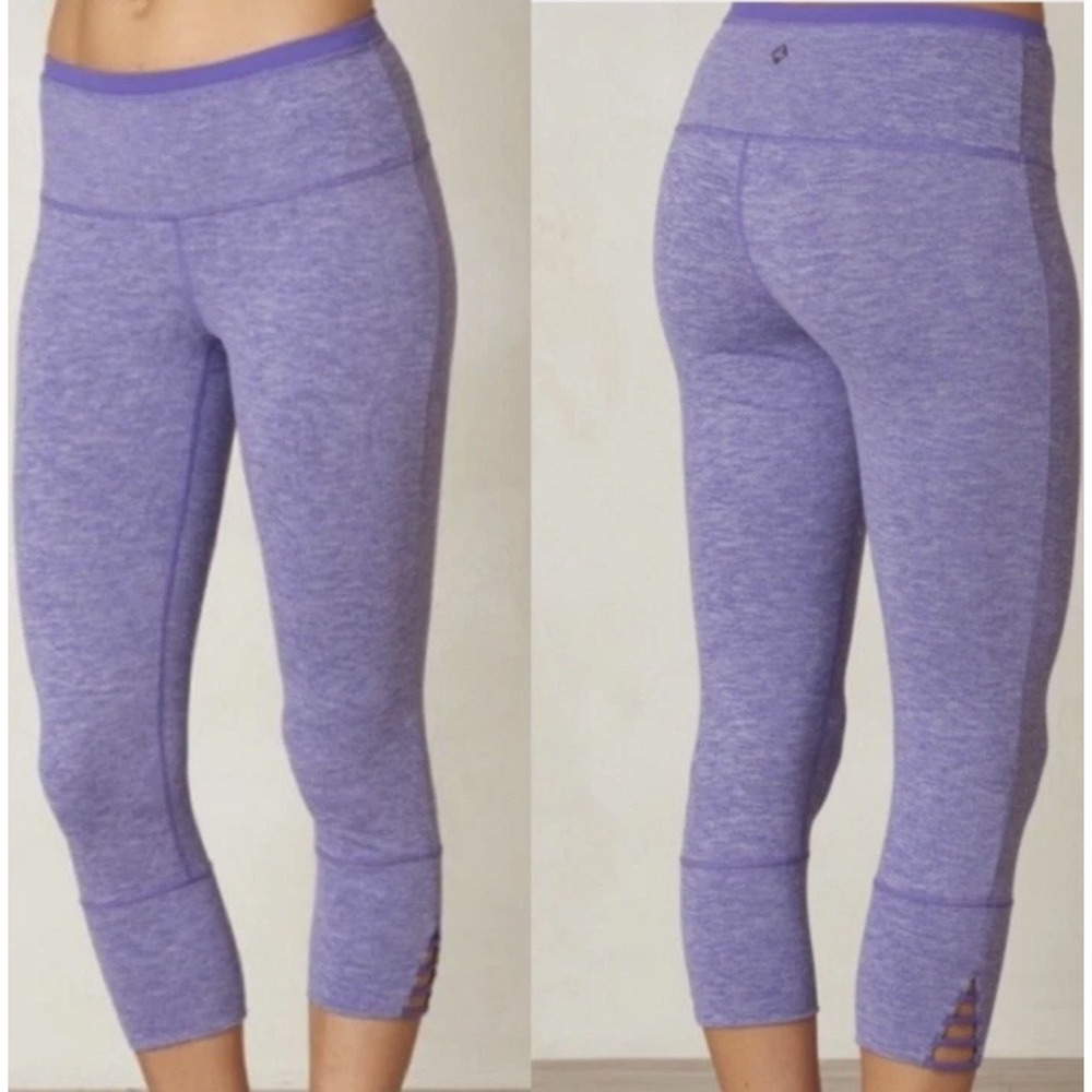 prAna Purple Cropped Leggings Yoga Jogging Gym Athleisure Women's Size S